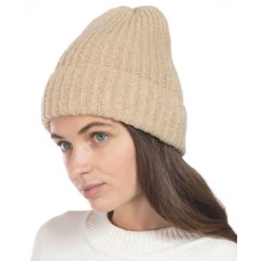 Style Co Womens Hat Beanie Tan Metallic Ribbed Cuffed Stretch, Camel OS 17308